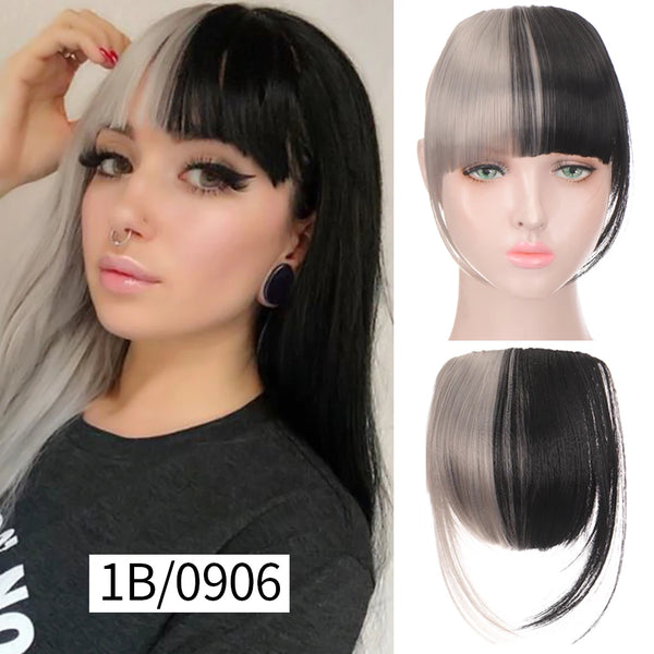 HUAYA Synthetic Hair Bangs Clips Front Side Long Bangs Fake Fringe Clip in Hair Extensions Accessories for Women