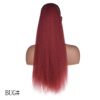 Buy bug Afro Kinky Straight Ponytail Clip in Extension 30 Inch Heat Resistant Synthetic Drawstring Ponytail With Elastic Band for Women