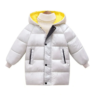 Buy white 2023 Winter Girls Down Jackets Autumn Fashion Boys Warm Down Jacket Kids Hooded Outerwear High Quality Children Snowcoat Coats