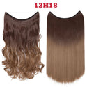 HAIRRO 20 Inches Wave Hair Extensions No Clip in Ombre Blonde Black Hair Synthetic Natural Hidden Secret False Hair Piece