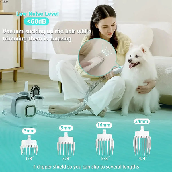 Pet Grooming Kit Vacuum Dog Grooming Clippers Pet Hair Remover With Powerful 2.3L Large Suction & Low Noise Pet Hair Clipper Kit