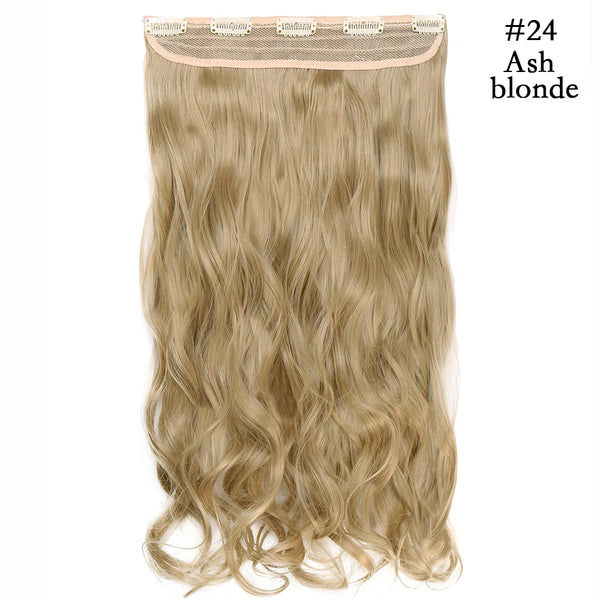 S-Noilite Synthetic 47Color 24Inch Long Wavy Women Clip in One Piece Hair Extensions Black Brown Fake Clip Hairpiece for Women