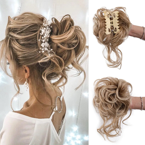 Messy Bun Hair Piece Tousled Updo H Air Extensions With Elastic Hair Bands Curly Hair Bun Scrunchie for Women Girls