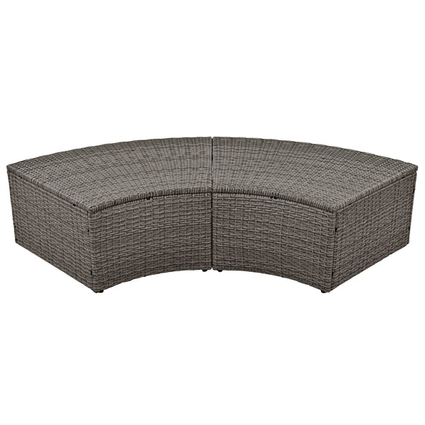 Patio 5-Piece Round Rattan Sectional Sofa Set All-Weather PE Wicker Sunbed Daybed With Round Liftable Table and Washable