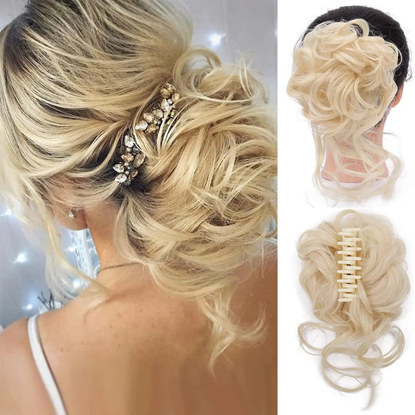 Messy Bun Hair Piece Tousled Updo H Air Extensions With Elastic Hair Bands Curly Hair Bun Scrunchie for Women Girls