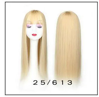 Buy 25613 Gres Blonde Synthetic Hair Piece Women 3 Clips in Hair Extension With Bangs 22&quot; Long High Temperature Fiber Brown/Grey/Black