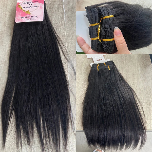 Doreen Hair Yaki Clip in Full Head 200g Machine Made Remy Light Yaki Real Natural Human Hair Clip in Extensions