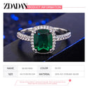 ZDADAN 925 Sterling Silver Vintage Emerald Rings for Women Wedding Engagement Jewelry