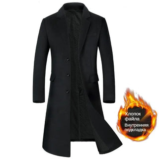 Buy add-cotton-black A Long Jacket Below the Knee,Men&#39;s Overcoat,Wool Content 51%,Men Coats,Wool Coat Men,Long Coat Men,men Coats, Coats for Men