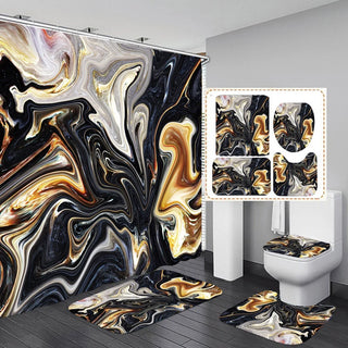 Buy a7 Geometric Golden Crackle Marble Shower Curtain Set Washable Bath Non-Slip Mat Rugs Carpet Toilet Seat Cover Modern Home Decor