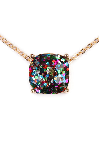 Buy multicolor 16355 - Cushion Glitter Necklace