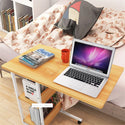 Pressboard Steel Frame Side Table Simple Lazy Movable Notebook Computer Table Small 2-Layer Mobile Laptop Desk With Pulley