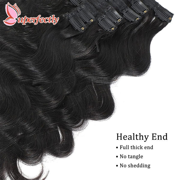 Body Wave Clip in Hair Extensions 100% Human Hair 7 Pieces Bone Straight Clip Ins Hair Extension Real Natural European Hair