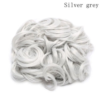 Buy silver-grey HAIRRO LARGE Comb Clip in Curly Hair Extension Synthetic Hair Pieces Chignon Women Updo Cover Hairpiece Extension Hair Bun