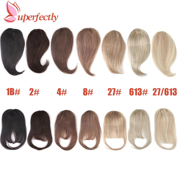 Human Hair Bangs 3 Clips Blunt Cut Straight European Remy Hair Fringe Clip in Hair Extensions 8 Inch 20G Neat Bang Hairpieces