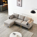 Living Room Furniture Modern Leisure L Shape Couch Grey Fabric