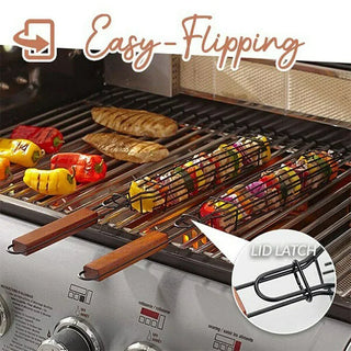 Camping Barbecue BBQ Grilling Basket Charcoal Grill Outdoors Grill Tools Portable Nonstick Roasting Meat BBQ Accessories Kitchen