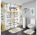 4 Pcs Shower Curtain Sets With 12 Hooks Flowers Floral With Non-Slip Rugs Toilet Lid Cover and Bath Mat Bathroom Decor Set