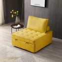 Multipurpose Linen Fabric Ottoman Lazy Sofa Pulling Out Sofa Bed (Yellow)