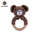 Let's Make Baby Rattles Set Crochet Animal Elk Amigurumi Elephant Baby Teether Wooden Pacifier ChainBPA Free Nursing Rattle Toys