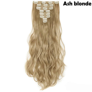 Buy ash-blonde HAIRRO 17&quot; Women  16 Clips Long Straight Synthetic Hair Extensions Clips in High Temperature Fiber Black Brown Hairpiece