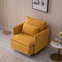 Modern Fabric Accent Armchair,upholstered Single Sofa Chair,Yellow Cotton Linen-30.7''