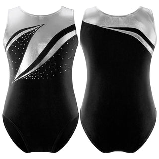 Buy black-b Kids Girls Shiny Rhinestone Gymnatics Ballet Leotards Dance Costume Figure Skating Costume Sleeveless Round Neckline Dancewear