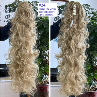 Buy 24 Luxury for Braiding 76cm 210g  Long Wavy High Temperature Fiber Synthetic Hair Pieces Claw Clip Ponytail Extensions for Women