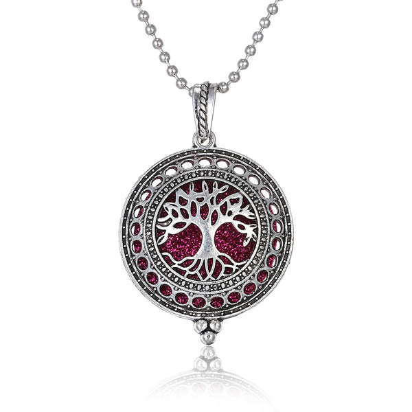 Aromatherapy Necklace Tree of Life Diffuser Jewelry Vintage Open Locket Pendant Essential Oil Perfume Aroma Diffuser Necklace