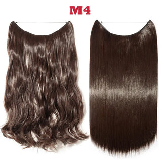 Buy medium-brown HAIRRO 20 Inches Wave Hair Extensions No Clip in Ombre Blonde Black Hair Synthetic Natural Hidden Secret False Hair Piece