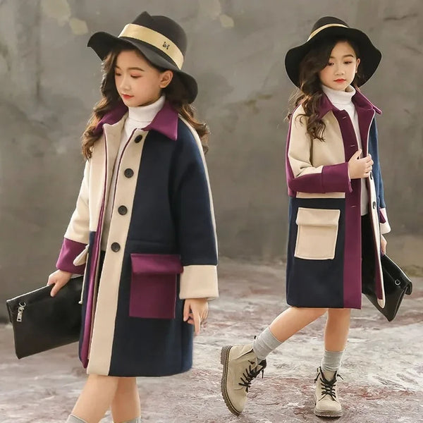 Girls Jacket Autumn Winter Jackets for Girls Wool Coats Fashion Children Clothing Girls Outerwear Coat 4 6 8 10 12 13 Years