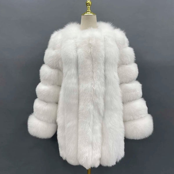 MISSJANEFUR Women Fox Fur Coat Natural Fur 2022 Fashion Luxury Medium Long Winter Plush Coats Custom XXXXXL