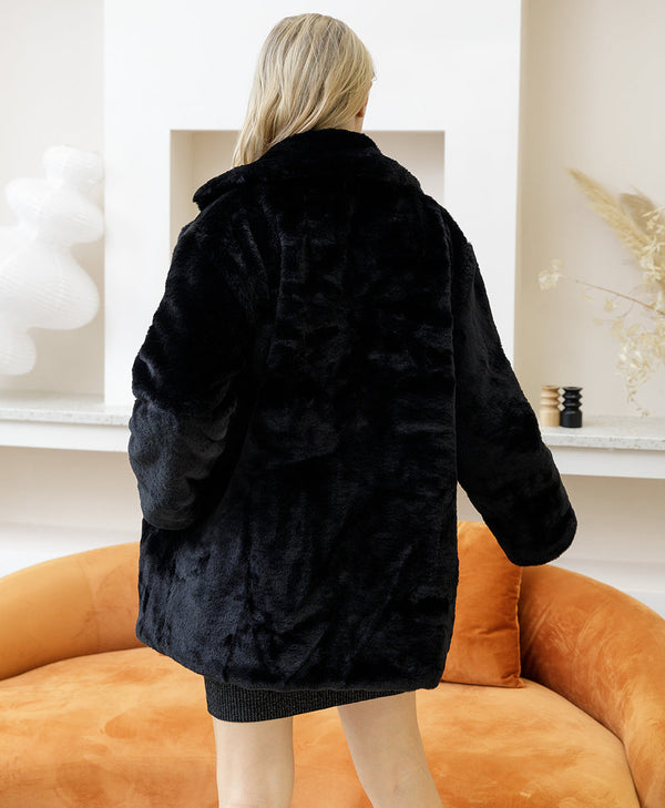 2022 Autumn Winter New Women Faux Fur Coat Elegant Fluffy Thick Warm Artificial Fur Coats