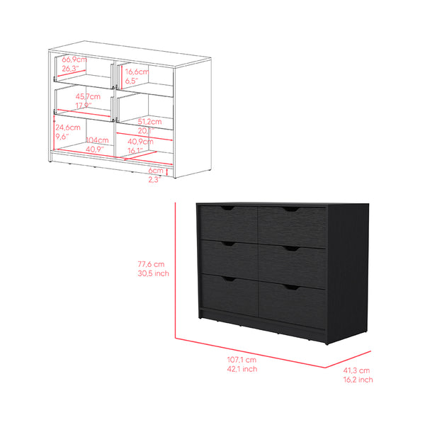 Dresser Curio, Four Drawers -Black