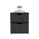 Nightstand Gandu, Two Drawers -Black