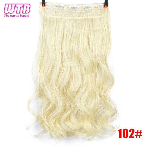 WTB Synthetic Long Straight 5 Clip in Hair Extensions 3/4 Full Head Hairpieces Natural Black to Grey Ombre Two Tones Fake Hair