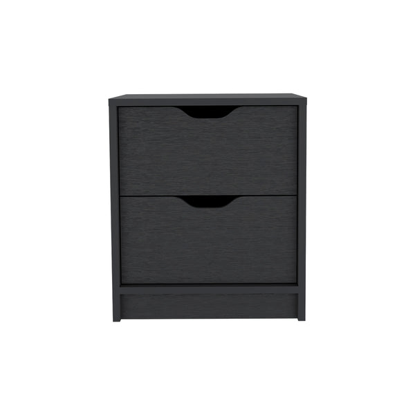 Nightstand Gandu, Two Drawers -Black