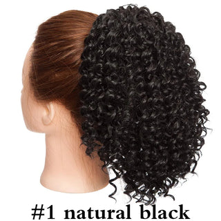 Buy natural-black HAIRRO Drawstring Puff Ponytail Afro Kinky Curly Hair Extension Synthetic Clip in Pony Tail African American Hair Extension