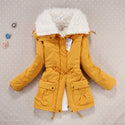 Women Winter Jackets Thicken Hooded Long Down Jacket Women Coats Slim Fit Hair Collar Cotton-Padded Clothes Women Down Coats