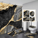 Geometric Golden Crackle Marble Shower Curtain Set Washable Bath Non-Slip Mat Rugs Carpet Toilet Seat Cover Modern Home Decor