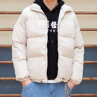 Buy beige LAPPSTER Men Harajuku Warm Bubble Coat Winter Jacket 2023 Streetwear Solid Black Parkas Man Korean Fashion Puffer Jackets Coats