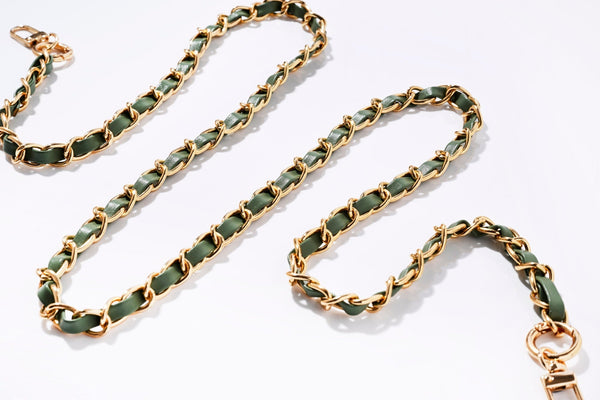 Audrey Chain Long Gold - Eucalyptus