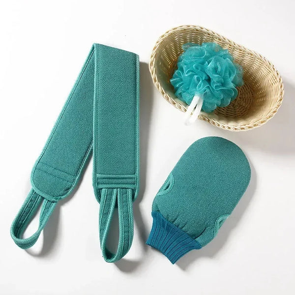 Body Cleaning Cloth, Soft Brush, Home Hotel Bathroom Shower Ball, Back Scrubber Set, Skin Scrub Towel, Bath Gloves 3 Pieces