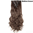 HAIRRO 17" Women  16 Clips Long Straight Synthetic Hair Extensions Clips in High Temperature Fiber Black Brown Hairpiece