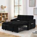 Loveseats Sofa Bed With Pull-Out Bed,Adjsutable Back and Two Arm Pocket,TypeC and USB Charging With Copper Nail,Black (4