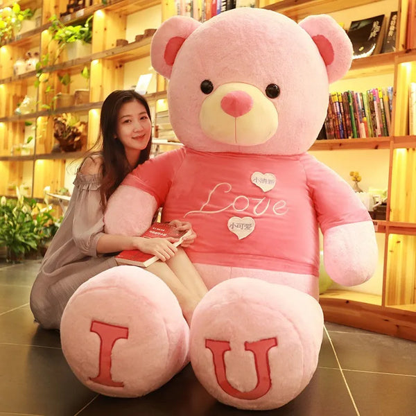 100cm Plush Toy Teddy Bear Giant  T Shirt Soft Stuffed Animals Pillow Dolls Grilfriend Kids Wife Birthday Valentines Day Decor