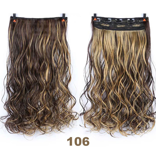 XUANGUANG Long Synthetic Hair 5 Clips in Hair Extension Heat Resistant Hairpiece Natural Wavy Hair Piece