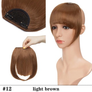 Buy light-brown HAIRRO 8&quot; Short Synthetic Bangs Heat Resistant Hairpieces Hair Women Natural Short Fake Hair Bangs Hair Clips on Bangs 24 Colors