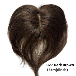 Buy b27-dark-brown Clip in Natural Human Hair Topper Bangs Fringe Hair Pieces Middle Part Brazilian Extension for Women Hair Volume 10inch Non-Remy