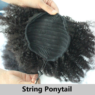 Buy string-ponytail Afro Kinky Curl Drawstring Ponytail Human Hair Ponytail for Black Women Clip in Hair Extensions Human Hair Wrap Ponytails YouMay